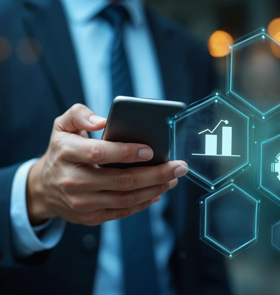 Persona consultando analítica financiera desde un celular